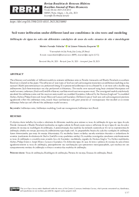(PDF) Soil water infiltration under different land use conditions: in ...
