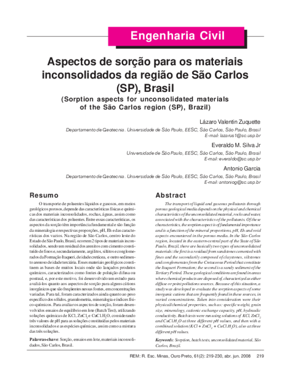 (PDF) inconsolidados da região de São Carlos (SP), Brasil (Sorption ...