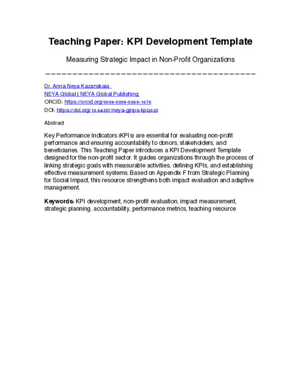 (PDF) Teaching Paper: KPI Development Template Measuring Strategic ...