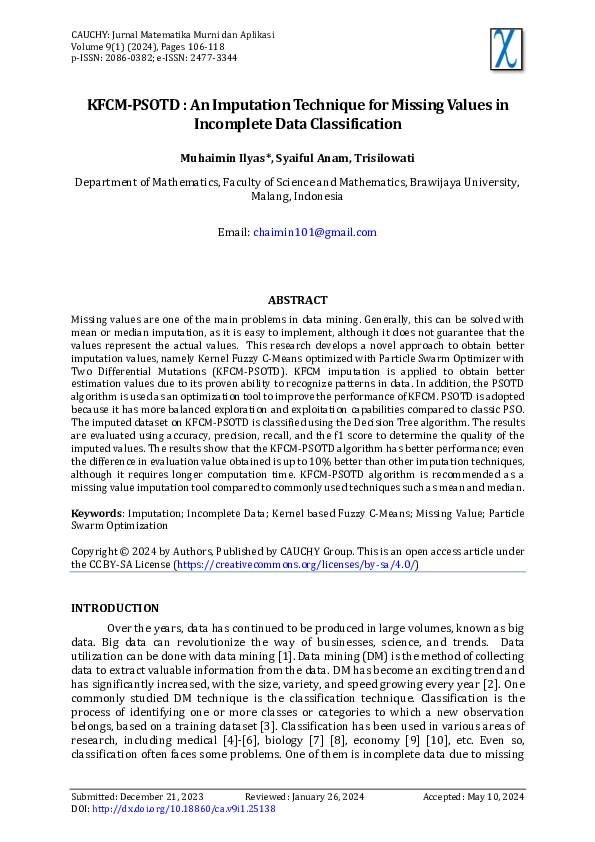 (PDF) KFCM-PSOTD : An Imputation Technique for Missing Values in ...