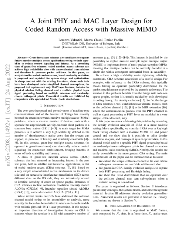 (PDF) A Joint PHY and MAC Layer Design for Coded Random Access with ...