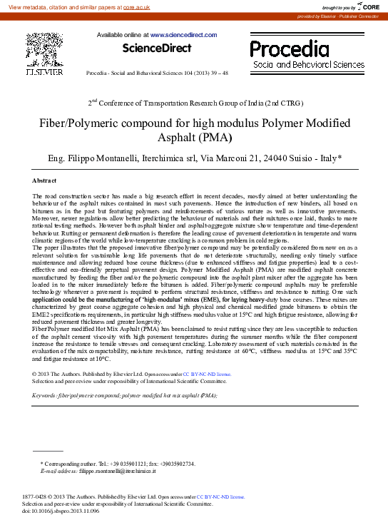 (PDF) Fiber/Polymeric Compound for High Modulus Polymer Modified ...