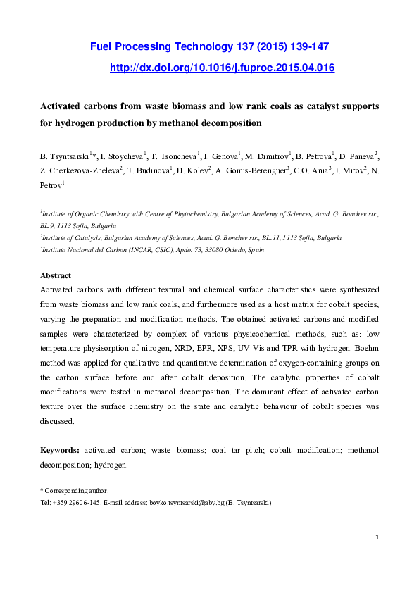 (PDF) Activated carbons from waste biomass and low rank coals as ...