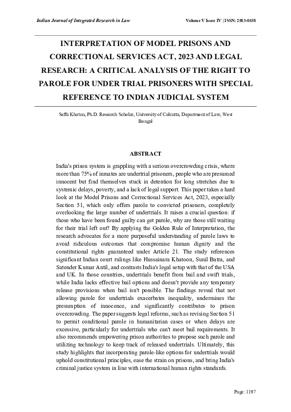 (PDF) INTERPRETATION OF MODEL PRISONS AND CORRECTIONAL SERVICES ACT ...