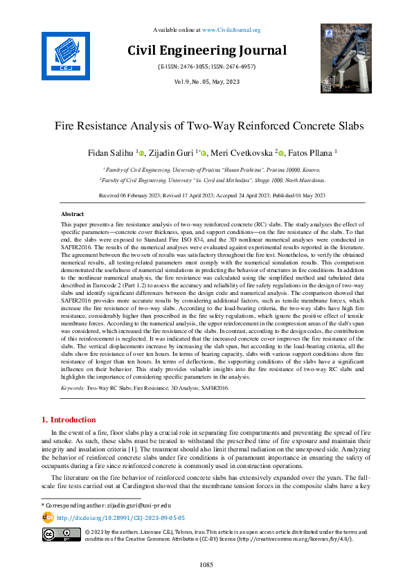 (PDF) Fire Resistance Analysis of Two-Way Reinforced Concrete Slabs