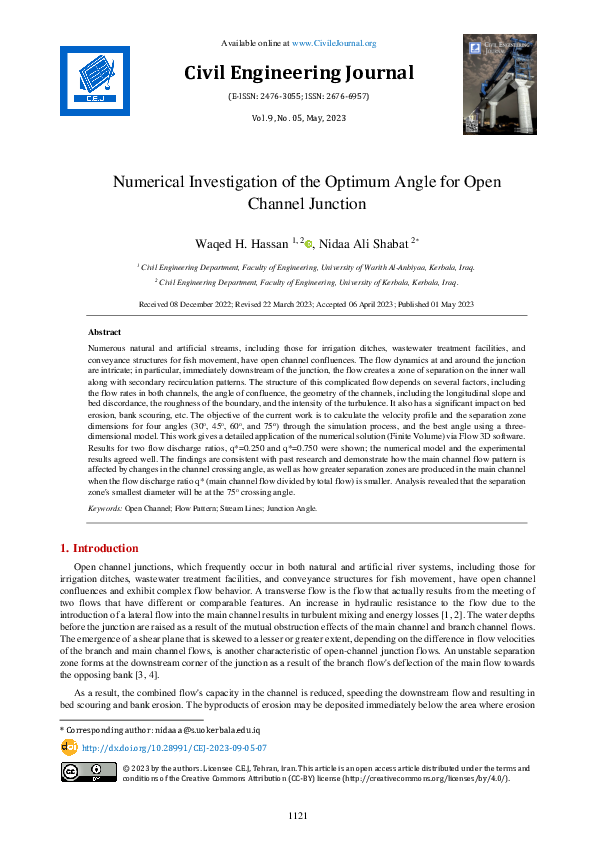 (PDF) Numerical Investigation of the Optimum Angle for Open Channel ...