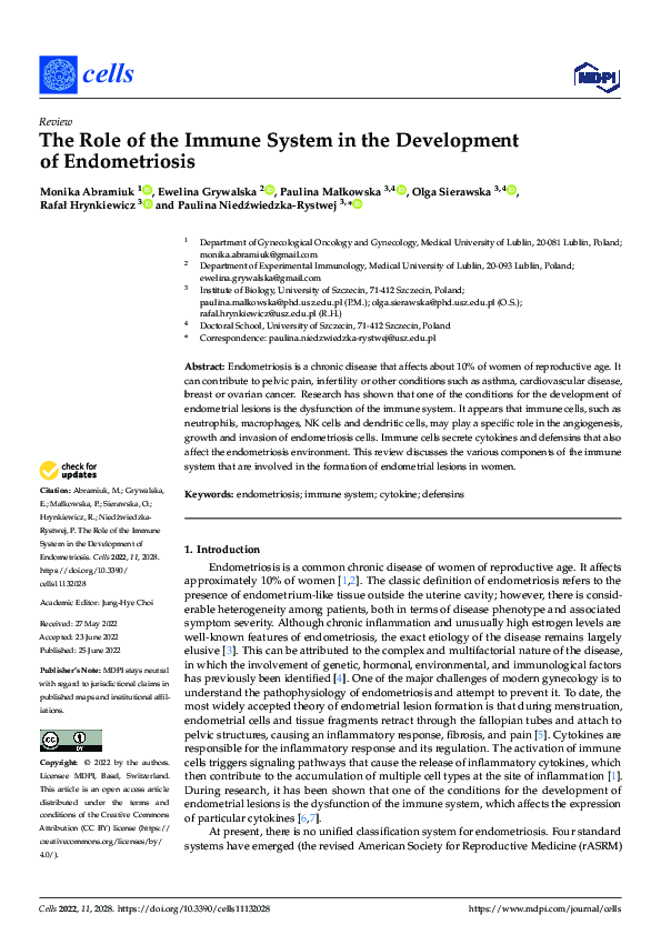 (PDF) The Role of the Immune System in the Development of Endometriosis