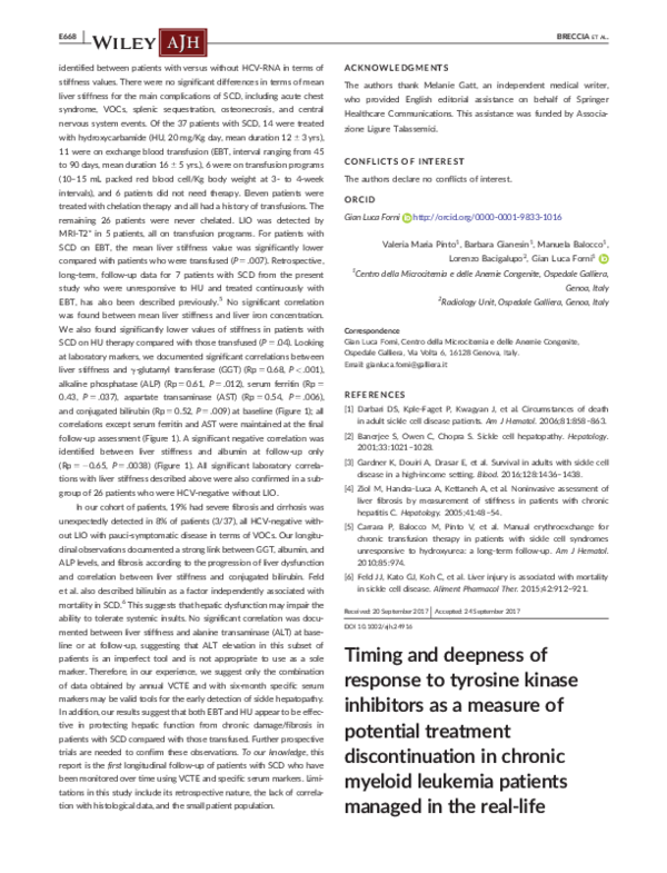 (PDF) Timing and deepness of response to tyrosine kinase inhibitors as ...