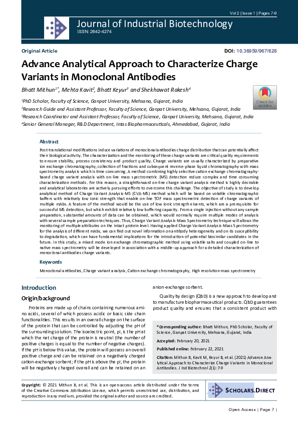 (PDF) Advance Analytical Approach to Characterize Charge Variants in ...