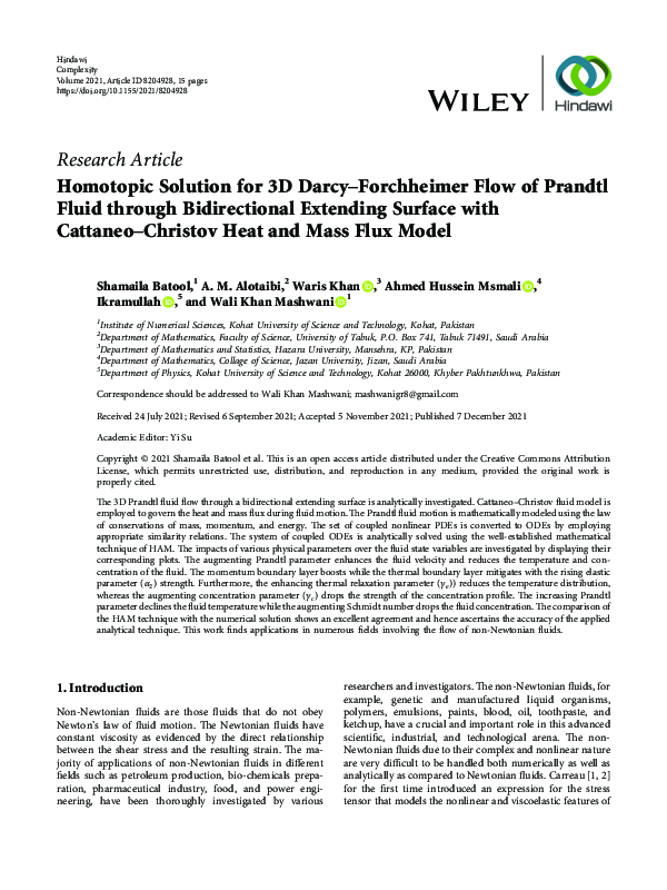 (PDF) Homotopic Solution for 3D Darcy–Forchheimer Flow of Prandtl Fluid ...
