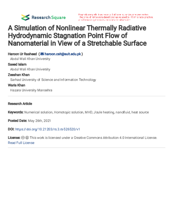 (PDF) A Simulation of Nonlinear Thermally Radiative Hydrodynamic ...