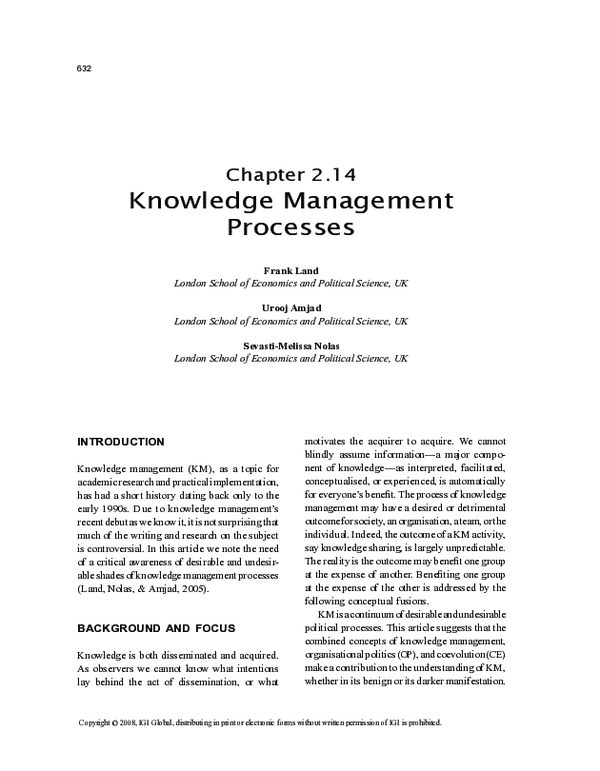 (PDF) Knowledge Management Processes