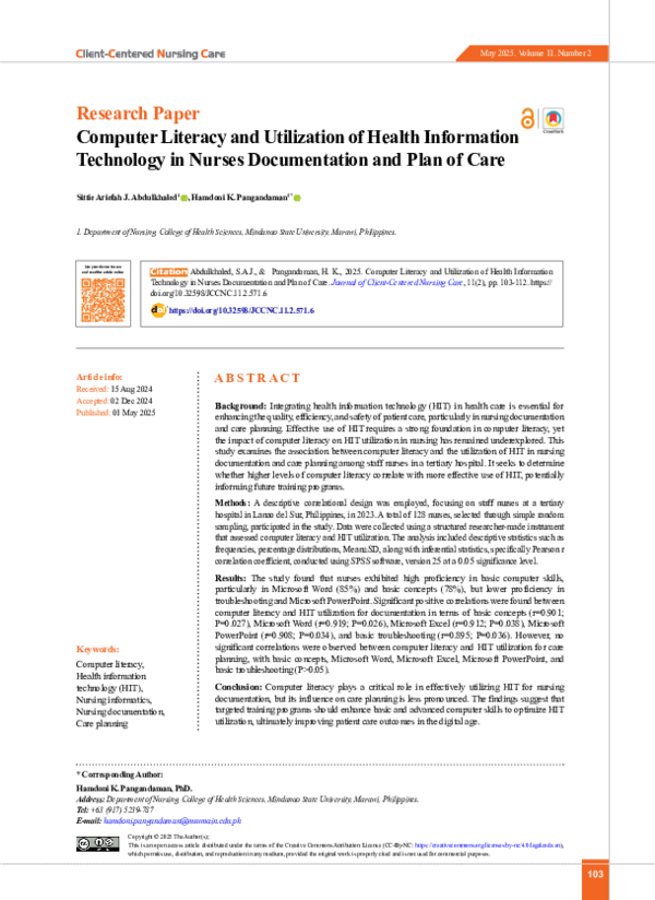 (PDF) Computer Literacy and Utilization of Health Information ...