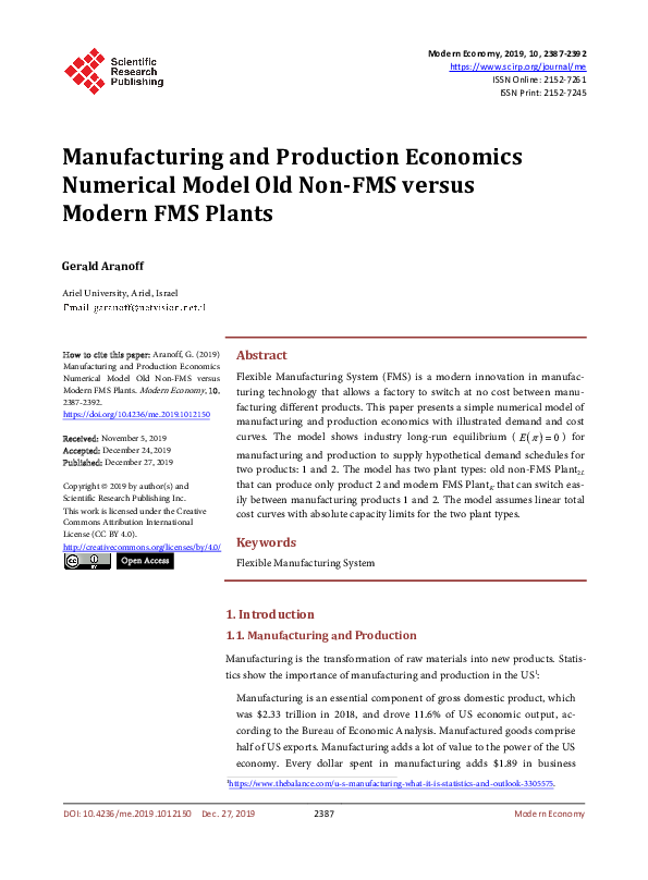 (PDF) Manufacturing and Production Economics Numerical Model Old Non ...