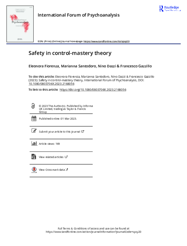 (PDF) Safety in control-mastery theory