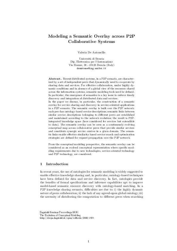 (PDF) Modeling a Semantic Overlay across P2P Collaborative Systems