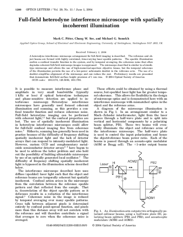 (PDF) Full-field heterodyne interference microscope with spatially ...