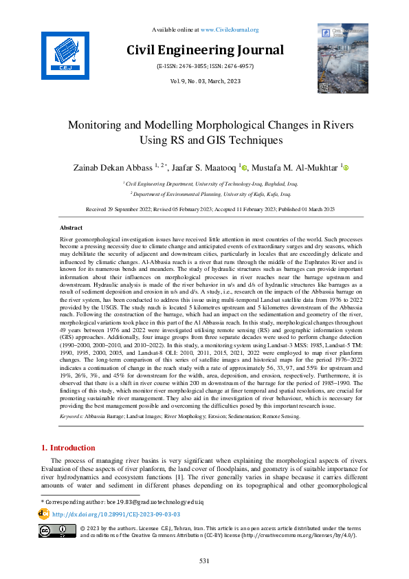 (PDF) Monitoring and Modelling Morphological Changes in Rivers Using RS ...