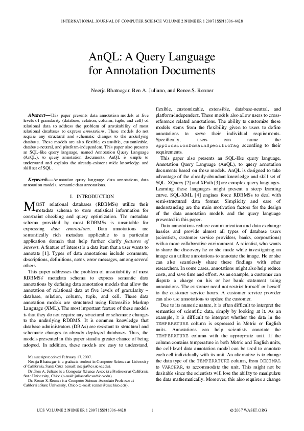 (PDF) Anql: A Query Language For Annotation Documents