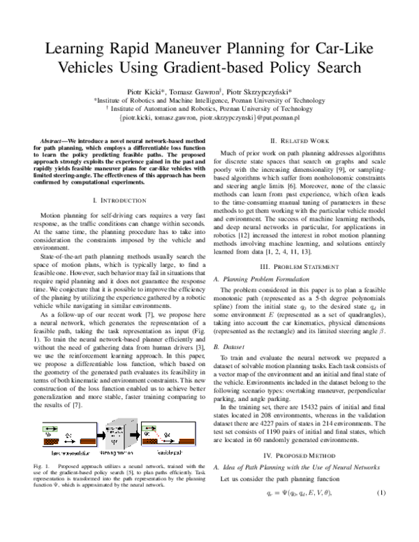 (PDF) Learning Rapid Maneuver Planning for Car-Like Vehicles Using ...