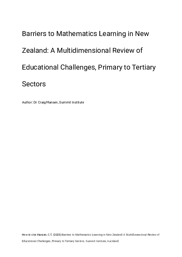 (PDF) Barriers to Mathematics Learning in New Zealand: A ...