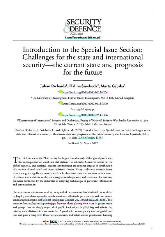 (PDF) Introduction to the Special Issue section: Challenges for the ...