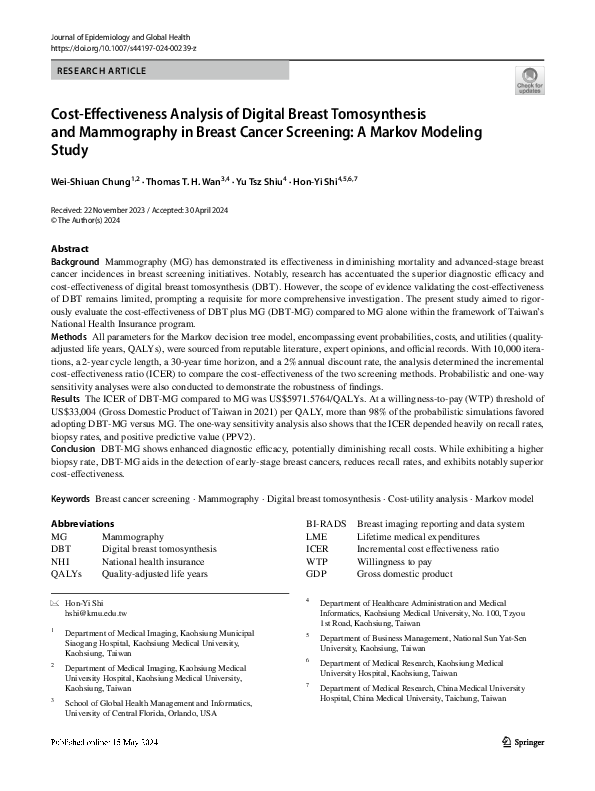 (PDF) Cost-Effectiveness Analysis of Digital Breast Tomosynthesis and ...