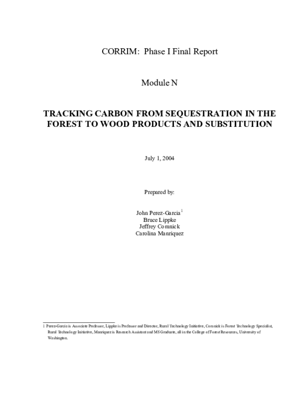 (PDF) CORRIM: Phase I Final Report Module N TRACKING CARBON FROM ...