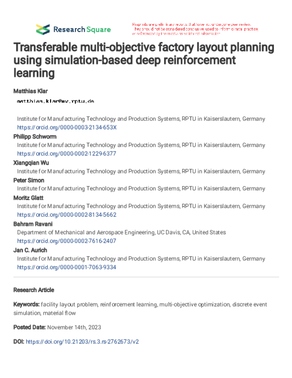 (PDF) Multi objective factory layout planning using simulation-based ...