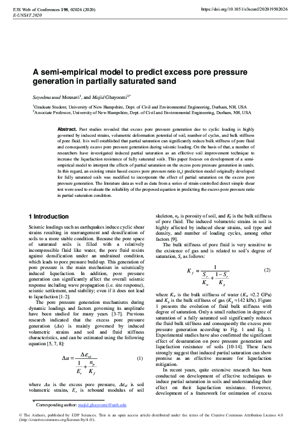 (PDF) A semi-empirical model to predict excess pore pressure generation ...