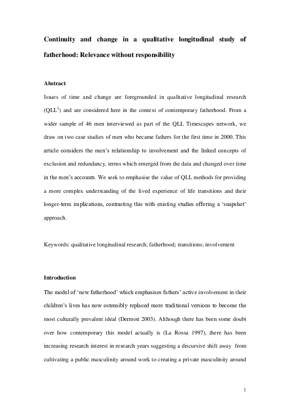 (PDF) Continuity and change in a qualitative longitudinal study of ...