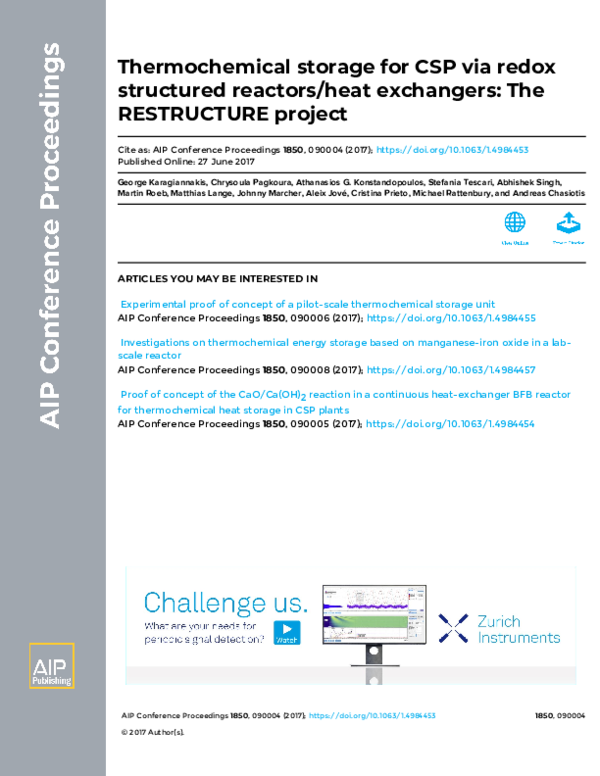 (PDF) Thermochemical storage for CSP via redox structured reactors/heat ...