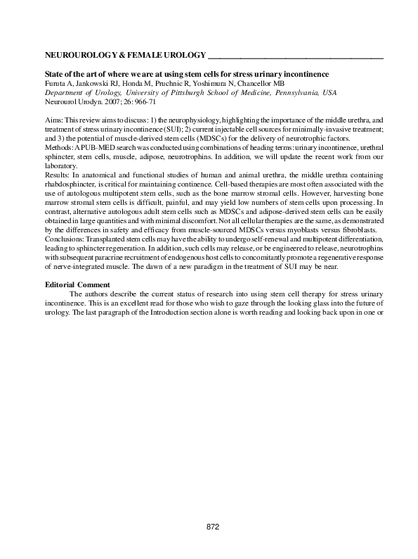 (PDF) State of the art of where we are at using stem cells for stress ...