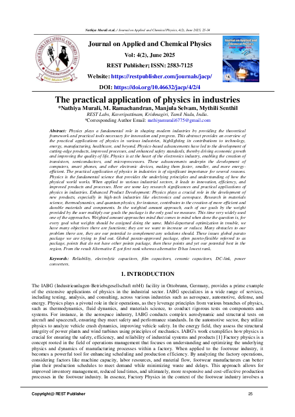(PDF) The practical application of physics in industries