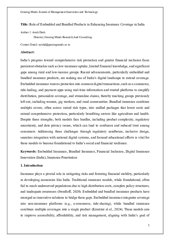 (PDF) Role of Embedded and Bundled Products in Enhancing Insurance ...