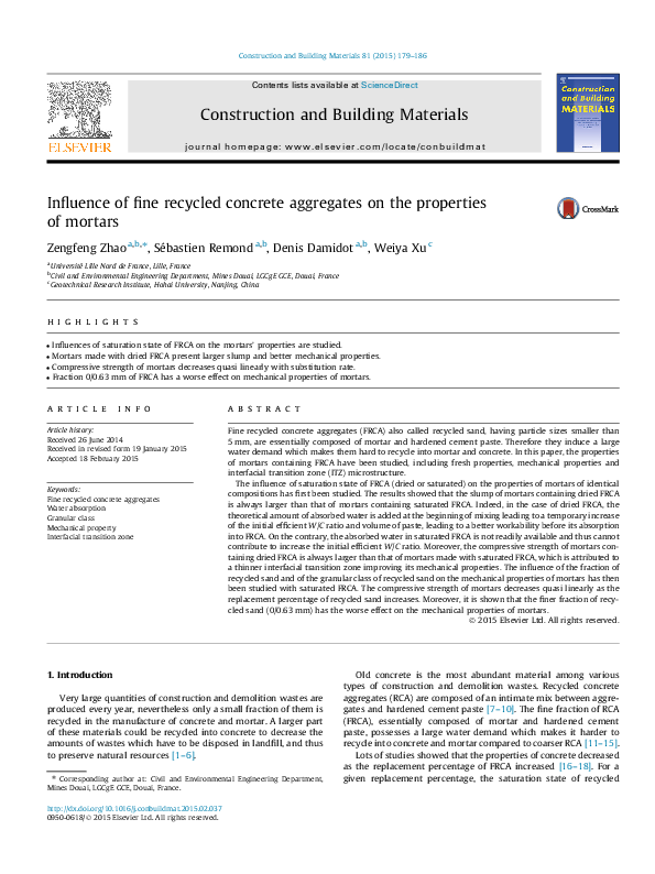 (PDF) Influence of fine recycled concrete aggregates on the properties ...
