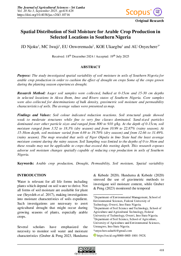 (PDF) Spatial Distribution of Soil Moisture for Arable Crop Production ...