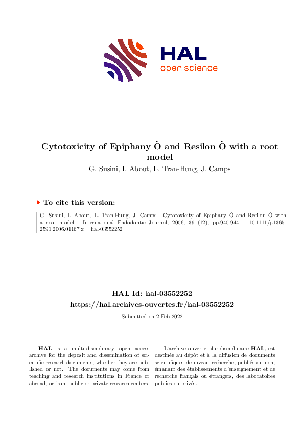 (PDF) Cytotoxicity of Epiphany and Resilon with a root model