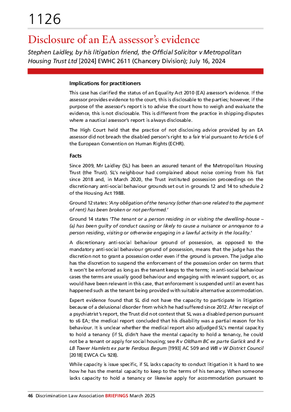 (PDF) Case Update- Stephen Laidley, by his litigation friend, the ...