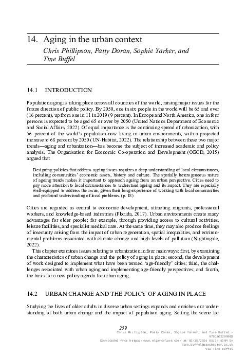 (PDF) Handbook on Aging and Place: Aging in the urban context