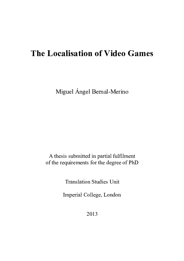 (PDF) The Localisation of Video Games