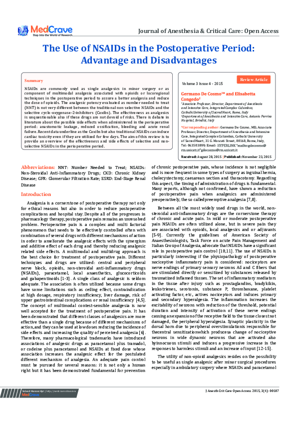 (PDF) The Use of NSAIDs in the Postoperative Period: Advantage and ...