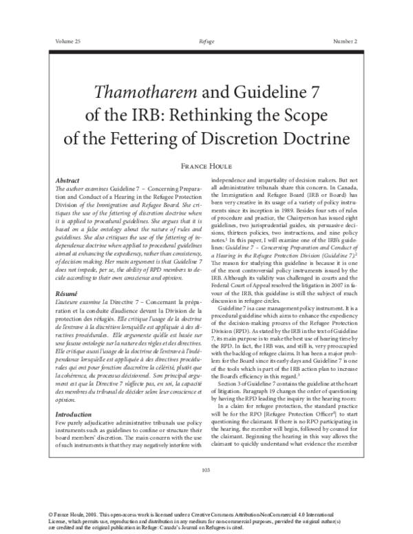 (PDF) Thamotharem and Guideline 7 of the IRB: Rethinking the Scope of ...