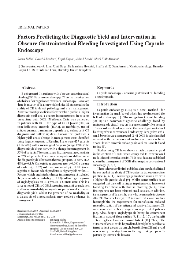 (PDF) Factors predicting the diagnostic yield and intervention in ...