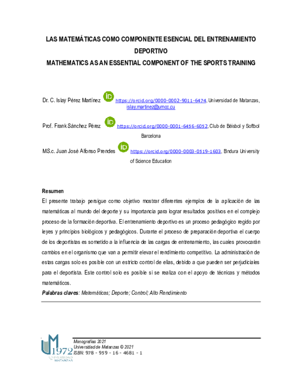 (PDF) LAS MATEMÁTICAS COMO COMPONENTE ESENCIAL DEL ENTRENAMIENTO ...
