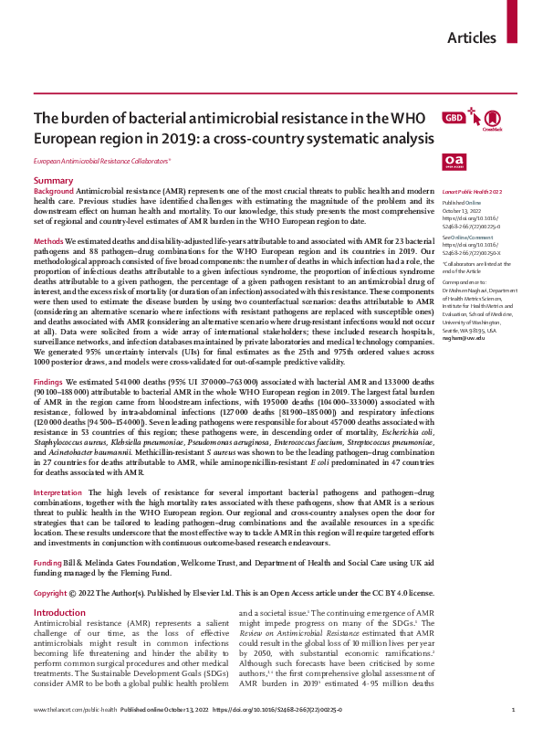(PDF) The burden of bacterial antimicrobial resistance in the WHO ...