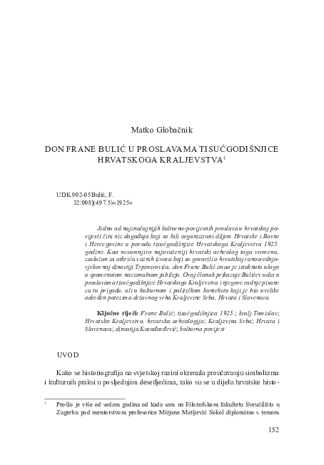 (PDF) Don Frane Bulić u proslavama tisućgodišnjice Hrvatskoga Kraljevstva