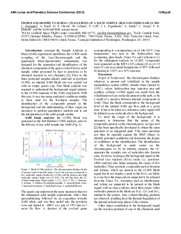 (PDF) From Background to Signal: Challenges of a Solid Sample Analysis ...