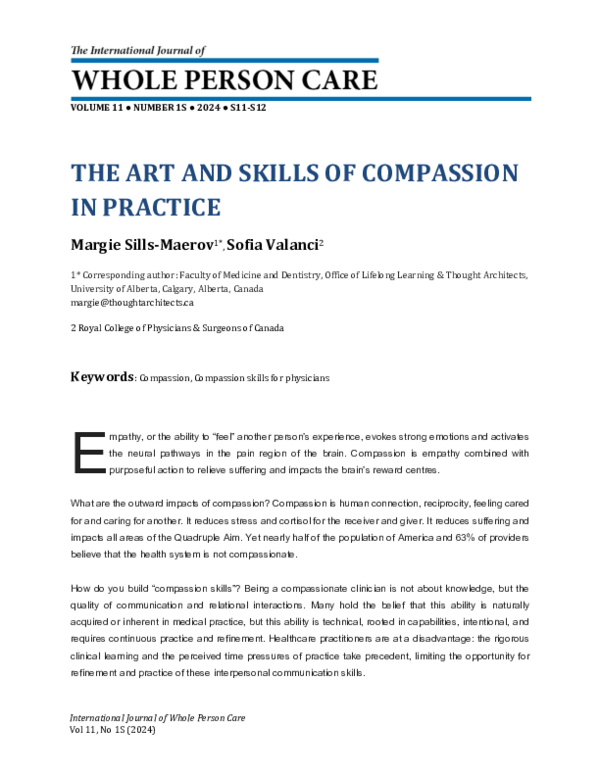 (PDF) The art and skills of compassion in practice