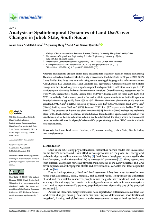 (PDF) Analysis of Spatiotemporal Dynamics of Land Use/Cover Changes in ...